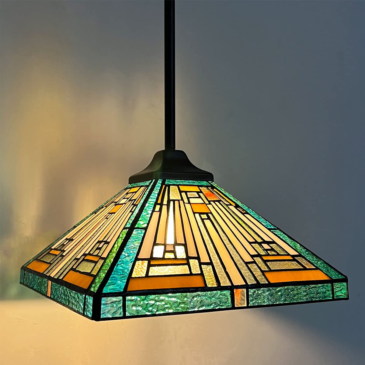 Buy Doowin Tiffany Pendant Light Fixture, 12” Wide Vintage Mission