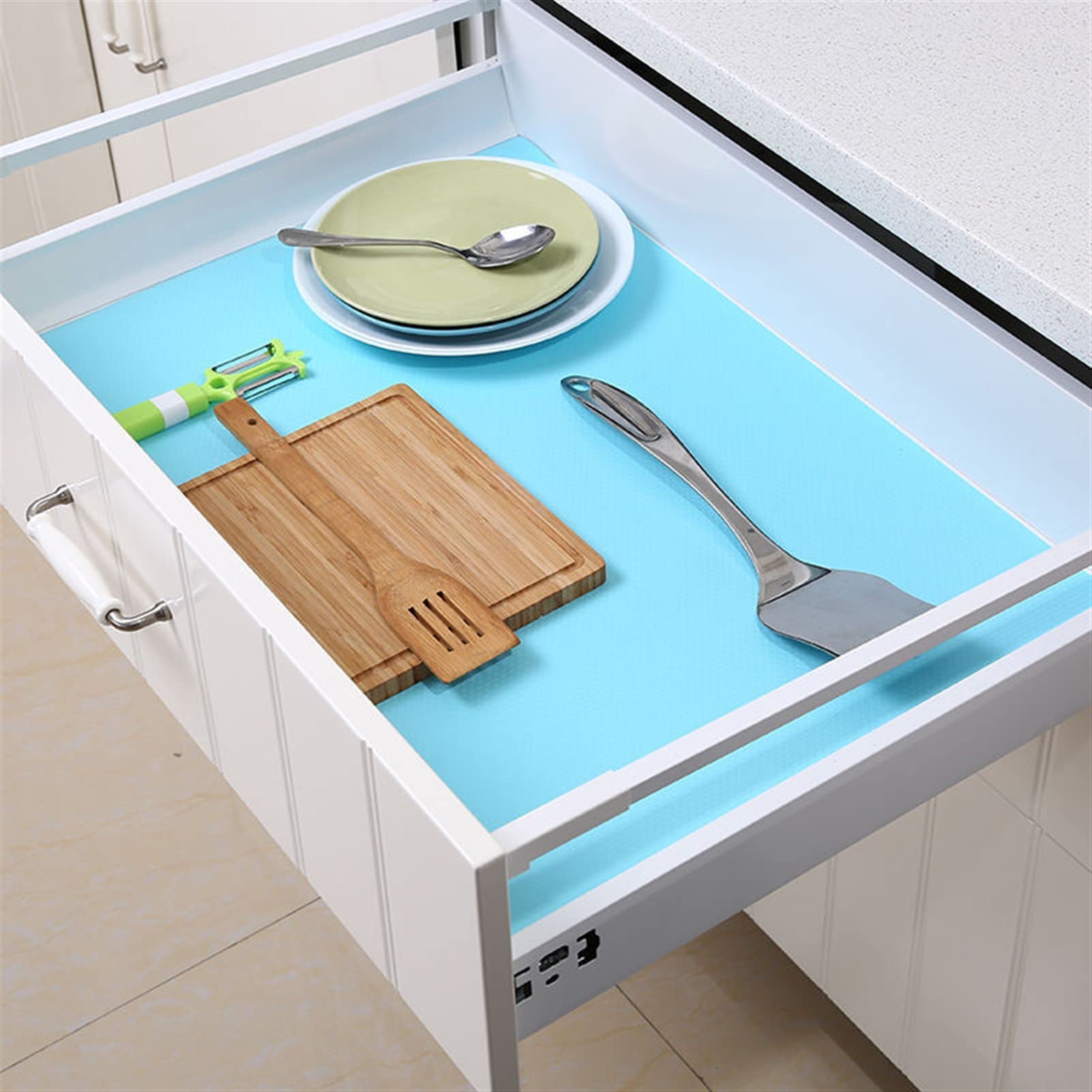 6 Rotoli Fodere Per Cassetti Antiscivolo In EVA Grigio 30x150 Cm – Impermeabili, Lavabili, Non Adesive