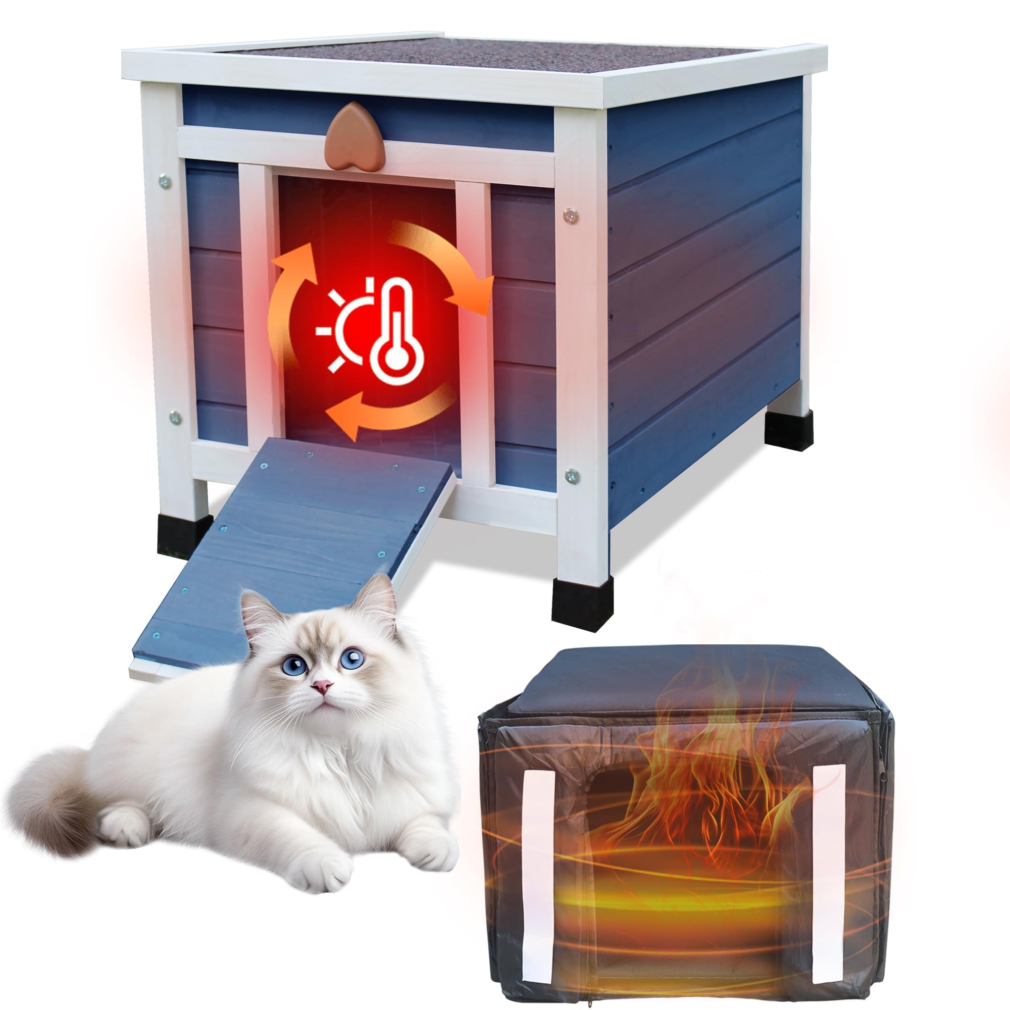 Feral Kitty Shelter Niche pour chat d'extérieur avec doublure isolée pour l'hiver, imperméable, clapier pour lapin, chat