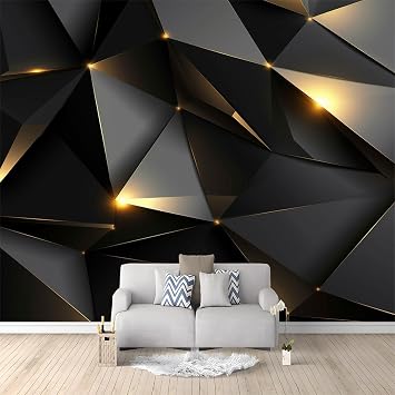 Photo Wallpaper 3D Geometric Three-Dimensional Lines 300 x 210 cm Non-Woven Wallpaper Modern Wall Decoration Design Wall Decoration Living Room Bedroom