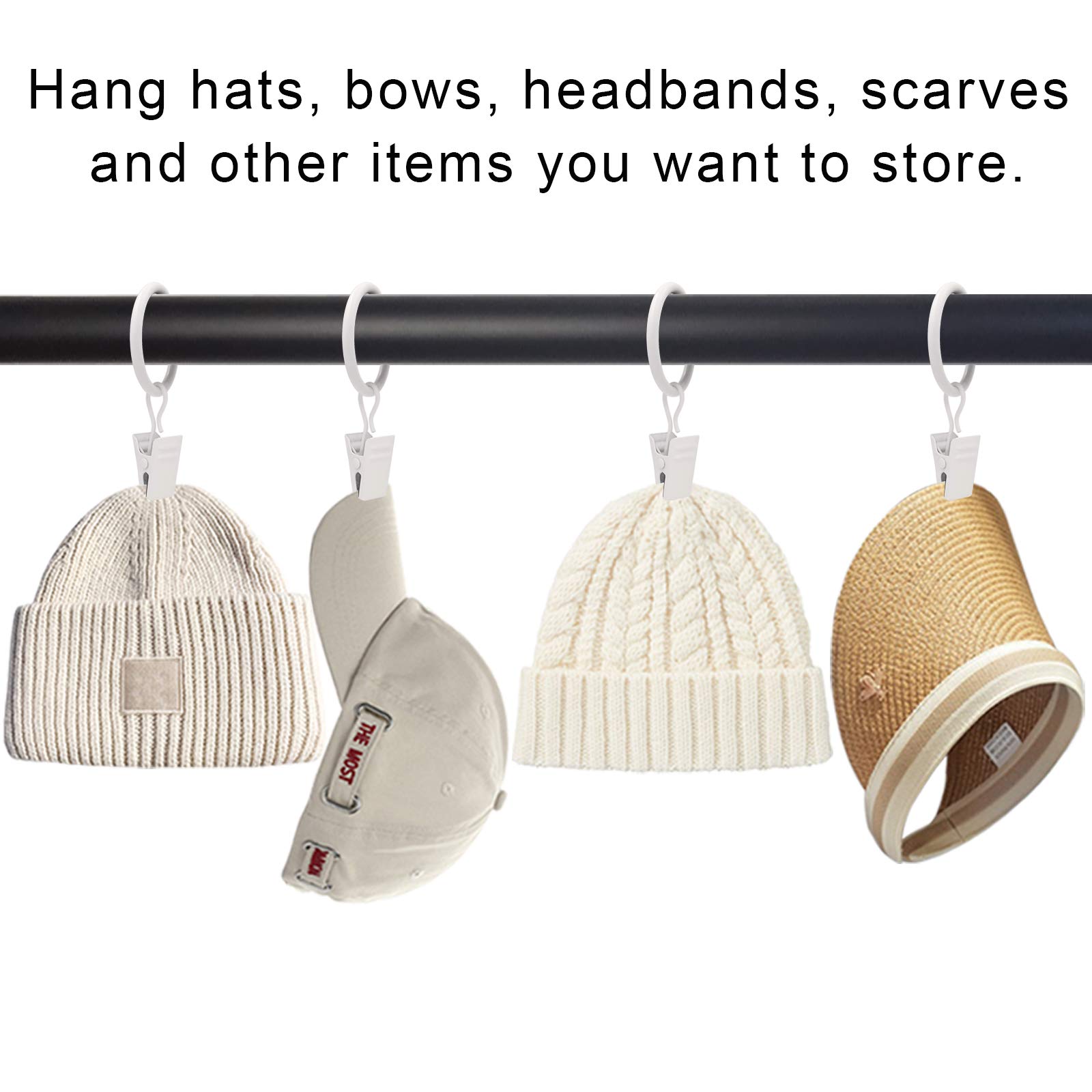 AMZSEVEN Vorhangringe Mit Klemme - 44 Stück Mattsilber Für Gardinenstangen