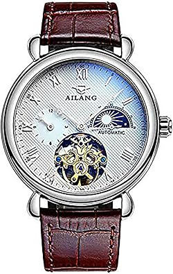 Top Brand Automatic Mechanical Watch Men Skeleton Steampunk Leather Watches Luxury Tourbillon Waterproof Wristwatch Roman Dial -475