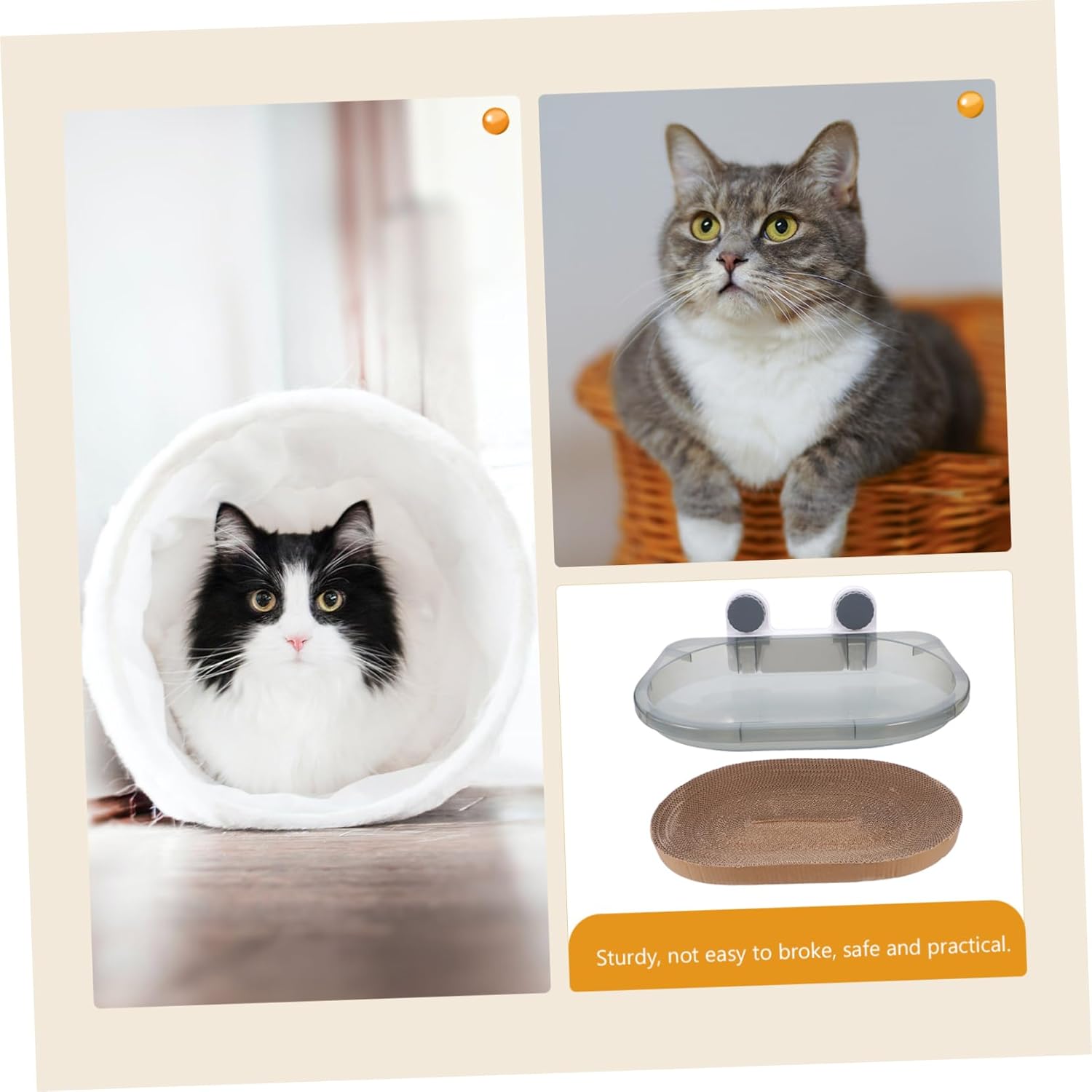 Cat Window Perch with Integrated Scratching Saving Pet Hammock Bed for Large Cats Quick Secure Mounting with Suction Cups for Indoor Window Relaxation