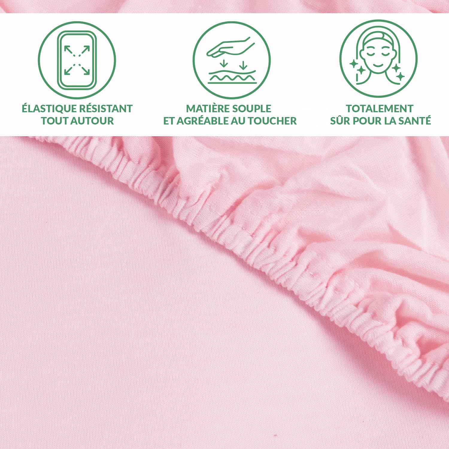 Protector de Colchón 160 x 200 cm - Protector de Cama Impermeable - Sábana Bajera Ajustable - Antihumedad - Funda de Colchón Jersey Transpirable de Mezcla de Algodón - Rosa Claro
