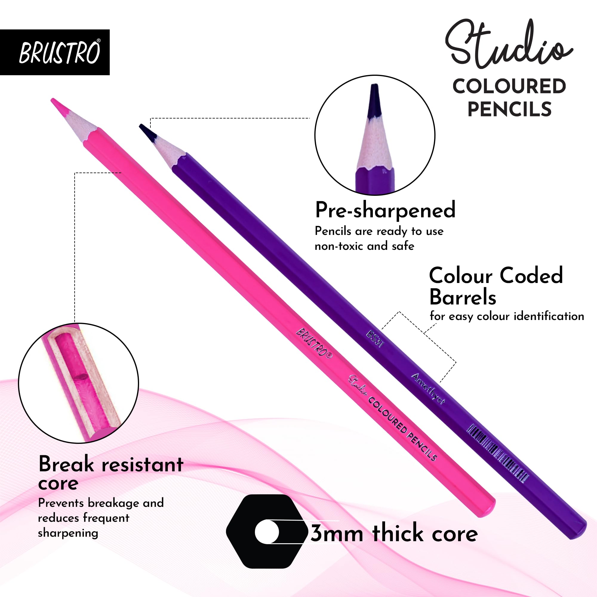 BRUSTRO Colour Pencil Set - 24 Vibrant Colours -5 BRUSTRO Colour Pencil Set - 24 Vibrant Colours -5