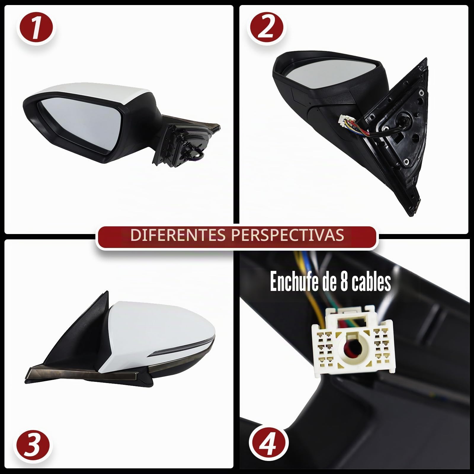TiJeRa Espejo Exterior De Coche Para Hyundai Tucson L 2020 2021 2022 2023 Conjunto De Espejo Lateral