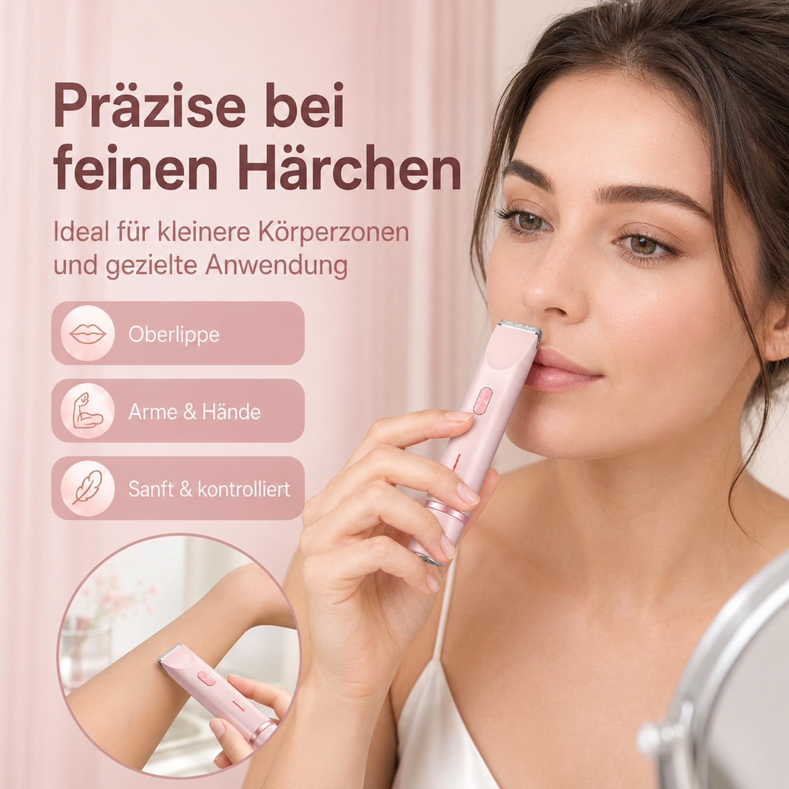 Aluvea Smooth Trim, Aluvea Smooth Trim Rasierer, 5-in-1 Damen Rasierer, IPX7 wasserdicht, ideal für Beine, Achseln, Bikinizone & Augenbrauen