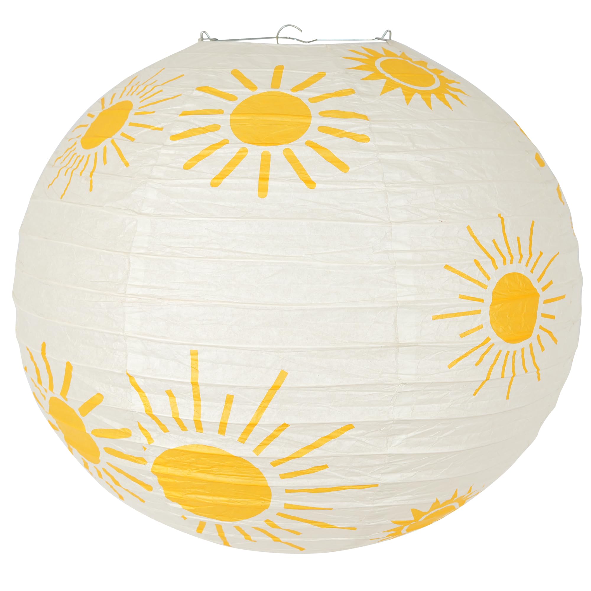 4pcs Paper Lampshade Ceiling Light Shade with Sun Design, 40cm Hanging Pendent Oriental Ribbed Light Fixture