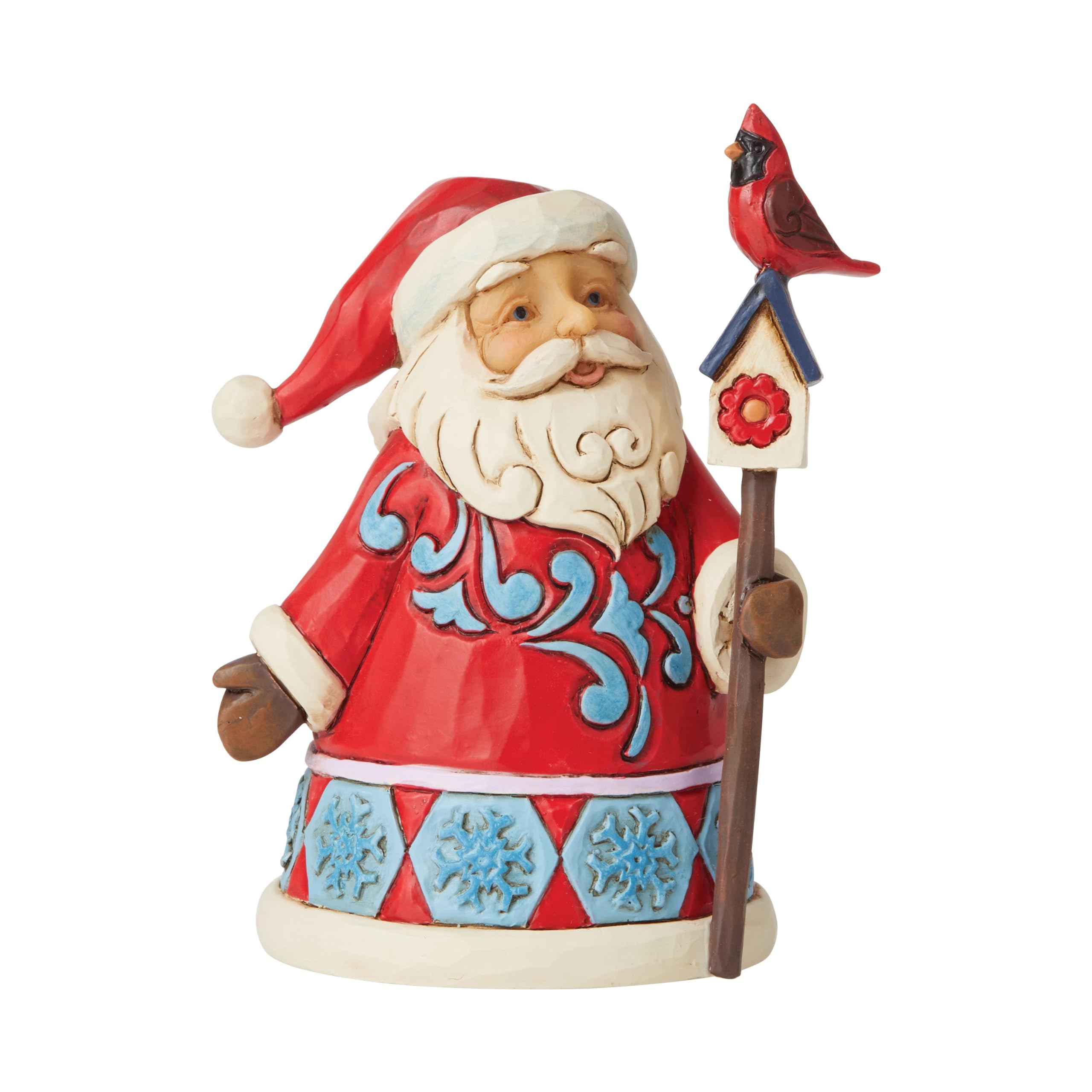 Décoration Noël Père Noël figurine Jim Shore nichoir et oiseau rouge