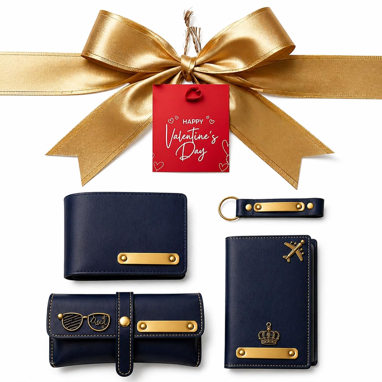 Leather Travel Essentials Set for Men, Wallet, Eyewear Case, Keychain, Passport Cover, Valentine's Day Gift Box with Gold Ribbon-image-46