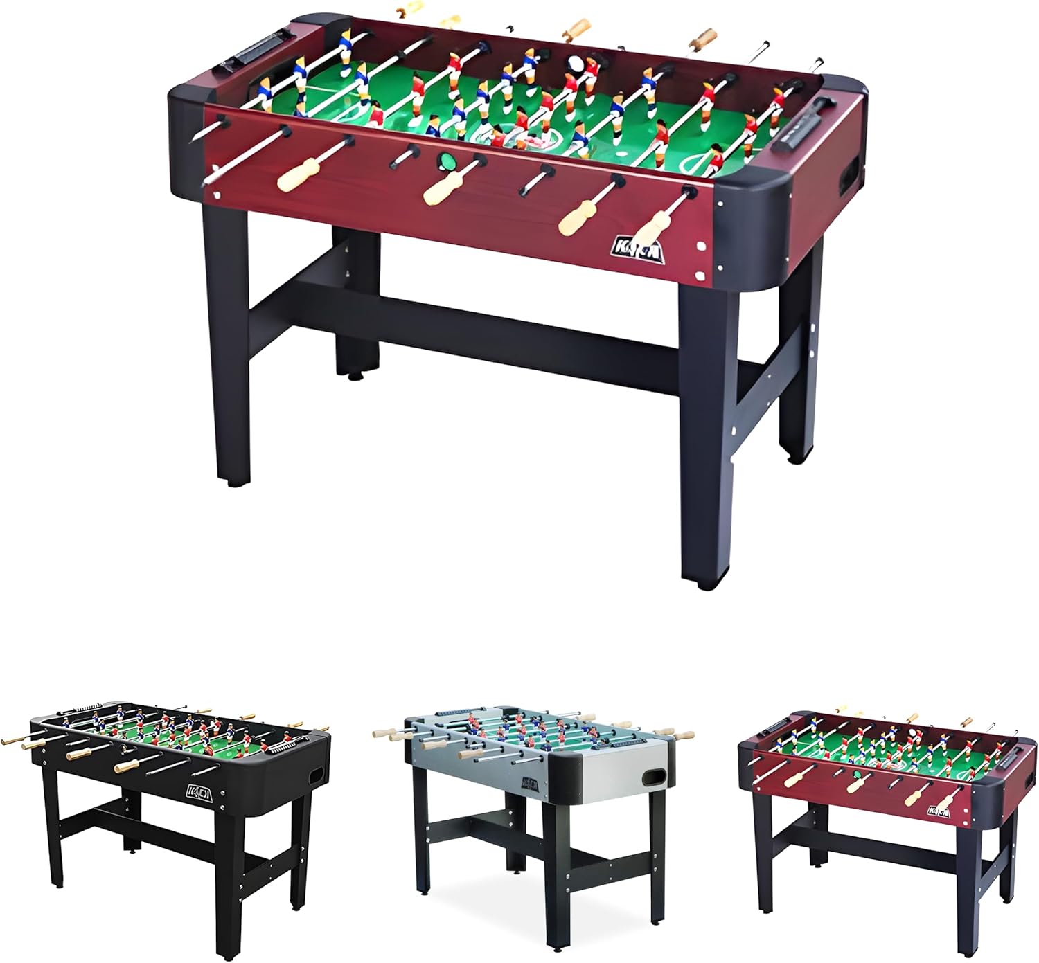 KICK Conquest 48" Foosball Table (Black, Brown and Gray) – Compact Indoor Foos Ball Table for Adults & Kids – 2 Foosballs, Chrome Rods, Sliding Score Keeper, Counterbalanced Men