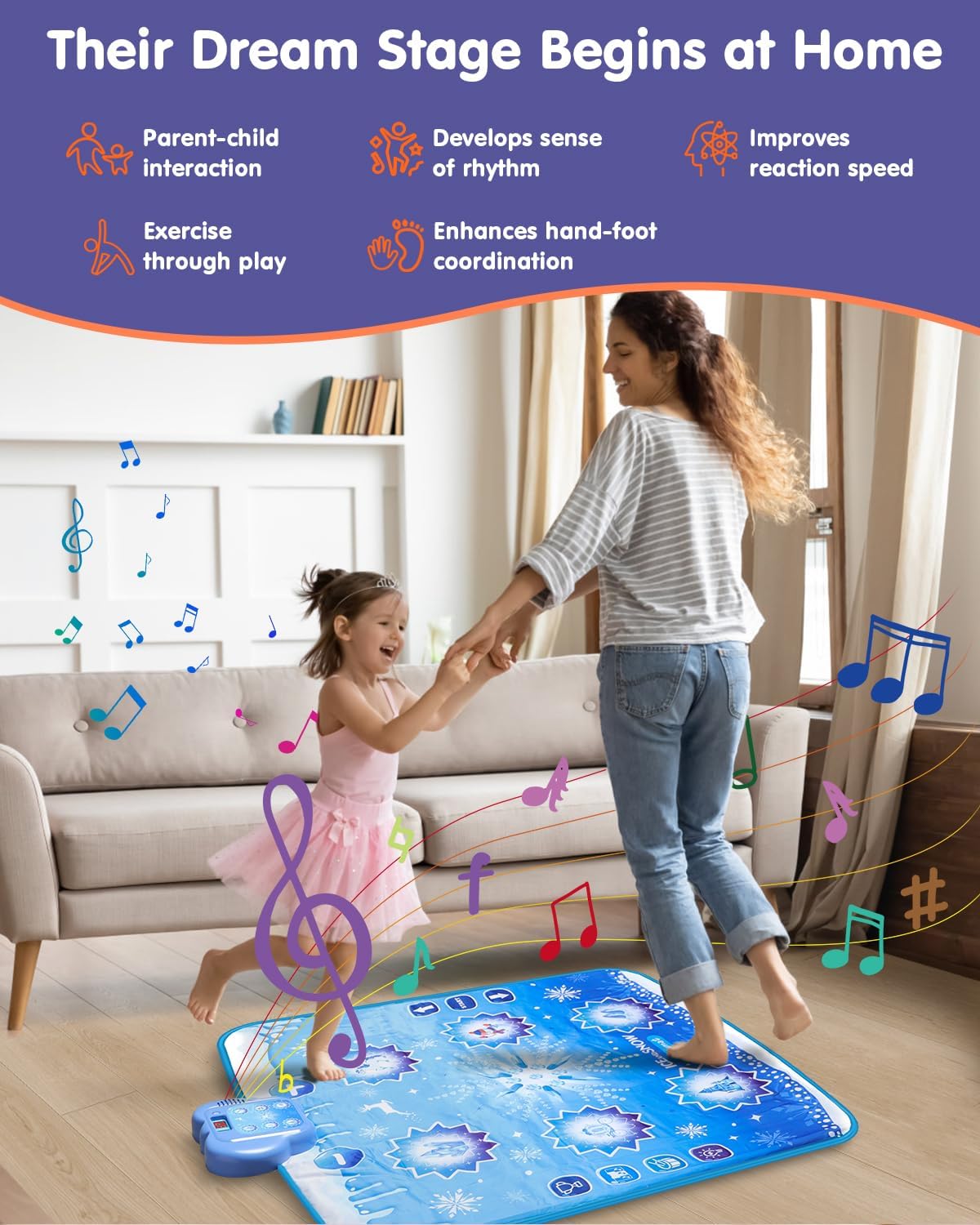 Frozen Toys Dance Mat for Girls – Bluetooth Light-Up Musical Floor Mat with 4 New Game Modes, Adjustable Volume, 2025 New Gift for Girls Ages 3-12 Birthday & Christmas - Image 7