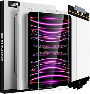 ESR iPad Pro 12.9 Screen Protector, Protective Film for iPad Pro 12.9 Inch (2022/2021/2020/2018), Tempered-Glass Film with Easy Application Tray, Scratch Resistant, HD Clarity, Armorite Series, 2 Pack
