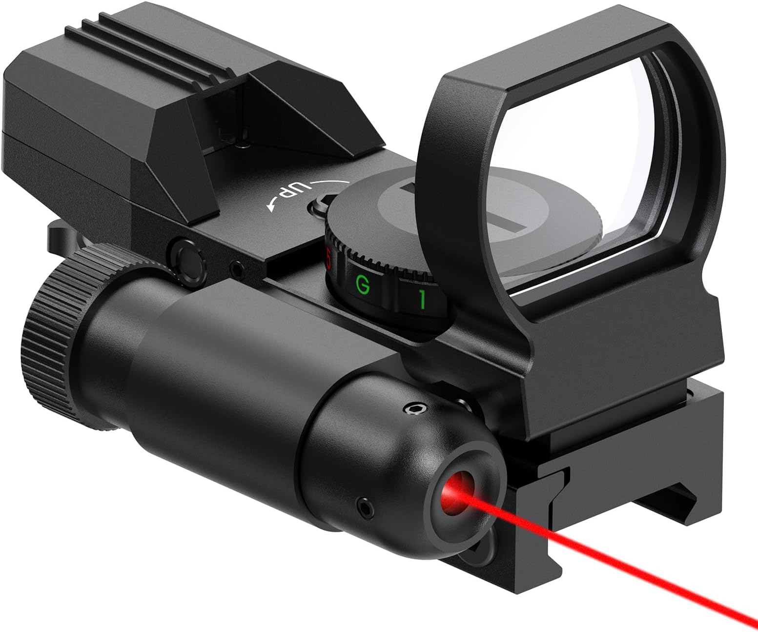 Reflex Sight - 4 Reticle Red & Green Dot Sight Optics with Red Laser Sight Less Than 5mW Output for Picatinny Rails