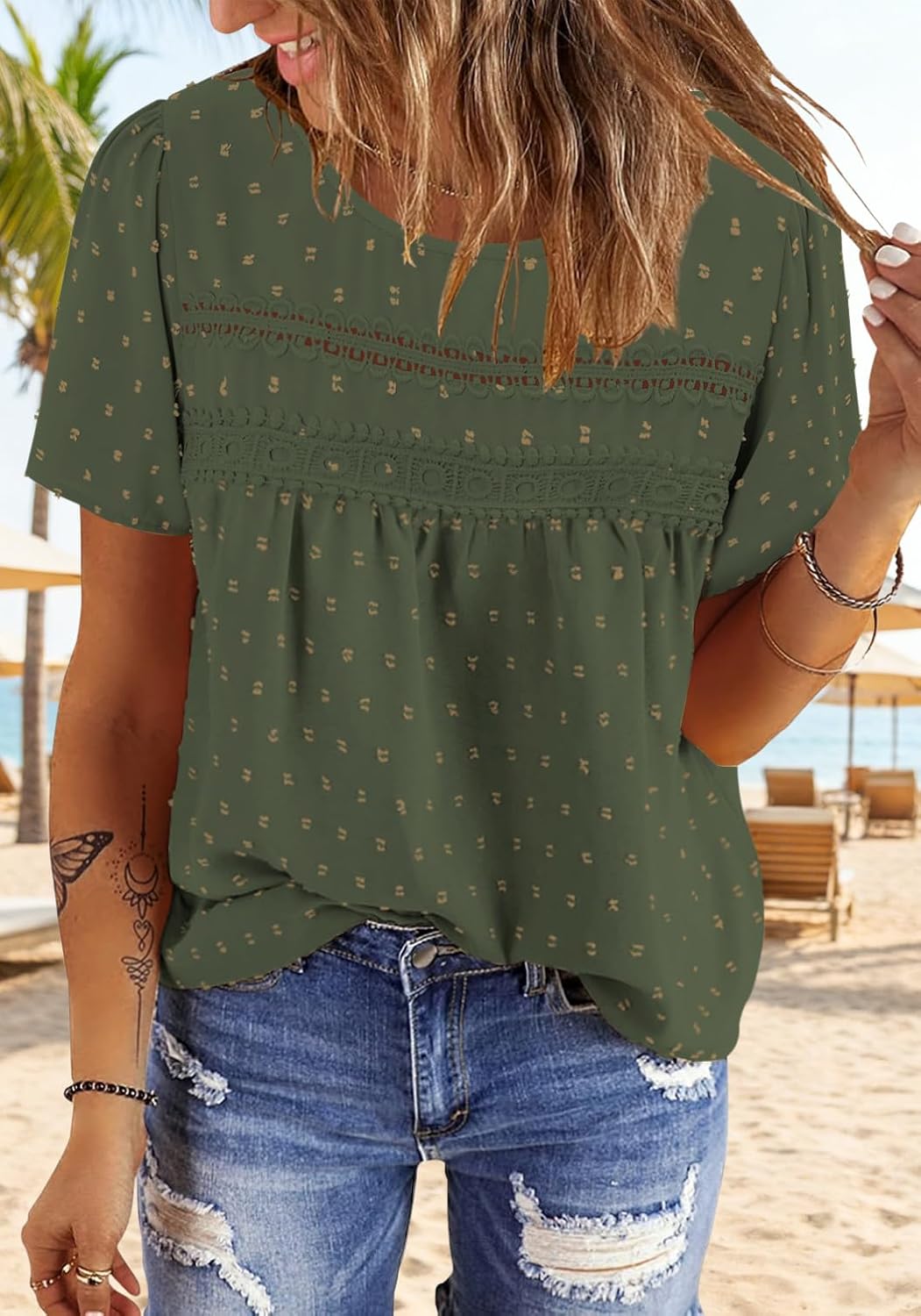 BETTE BOUTIK Women Boho Tops Short Sleeve Summer Flowy Shirts Dressy Casual Loose Trendy Blouses - Image 2