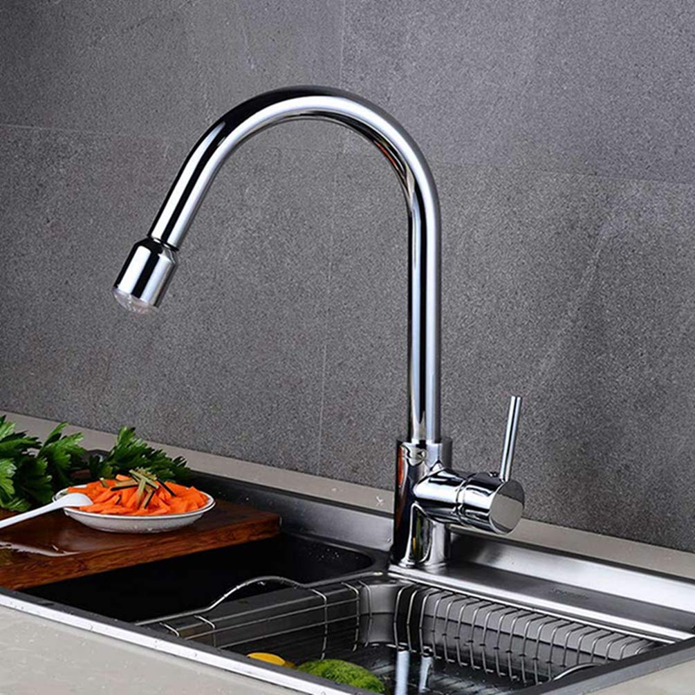 Led Grifo De La Cocina Del Final Del Cromo Golpecito De La Cocina Fregadero Grúa De Cubierta Monte Tira Hacia Abajo De La Boquilla Del Rociador Giro De 360 ​​Grados Griferías De Agua, Cromo B