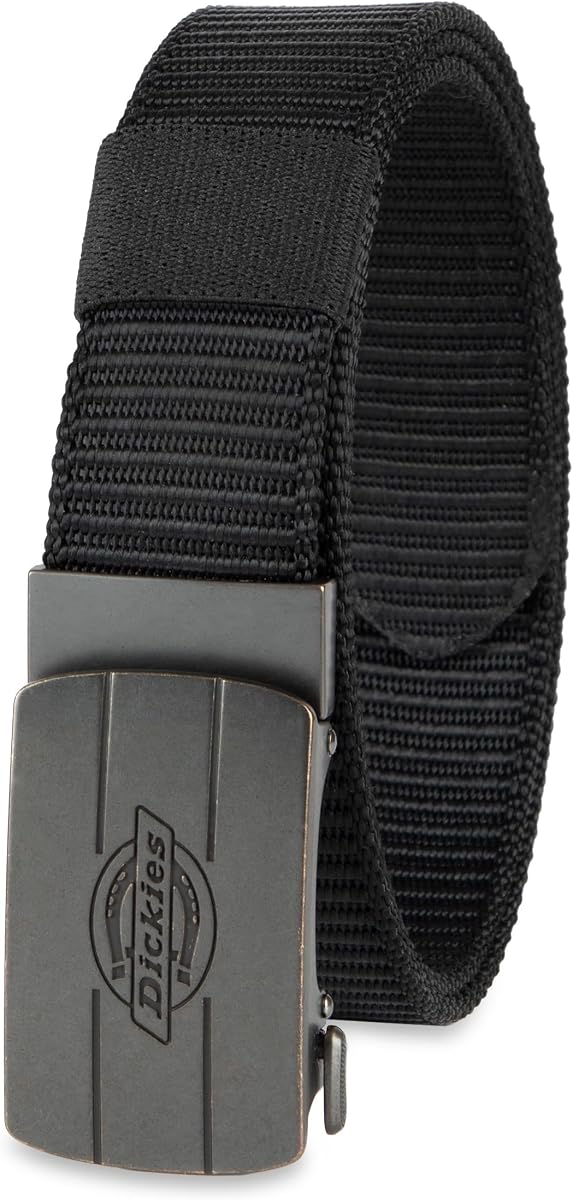 Dickies Cinturón con hebilla y placa web totalmente ajustable para hombre