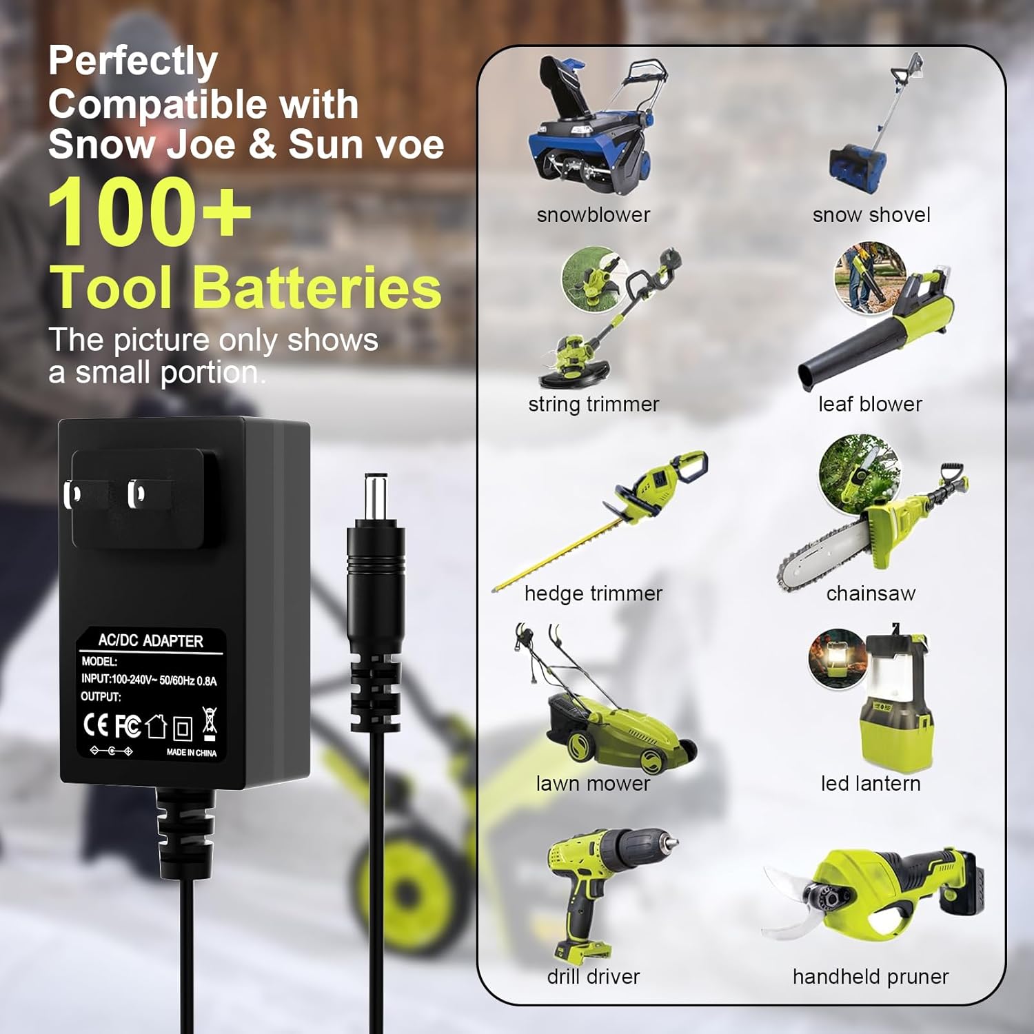 Charger for Snow Joe & Sun Joe 24v Lithium Ion Battery,Compatible with iBAT24,24VBAT,24VBAT-LTE,24VBAT-LT, 24VBAT,24VBAT-XR Series Battery Power Adapter Cord - Image 3