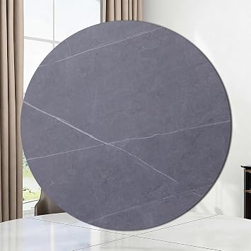 24 in 28 in Marble Lazy Susan Turntable Round 360 Tabletop Rotating Tray Rock Slab Dining Table Centerpiece Serving Plate Smooth Silent SpinMatte Gray,60 * 60cm