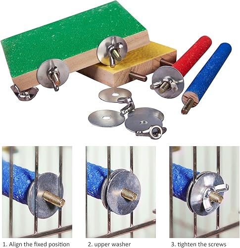 Miniatura 3 de 4 piezas de juguete de perca para pájaros, soporte de perca de loro de madera, plataforma de molienda de patas, accesorios de jaula, juguetes de