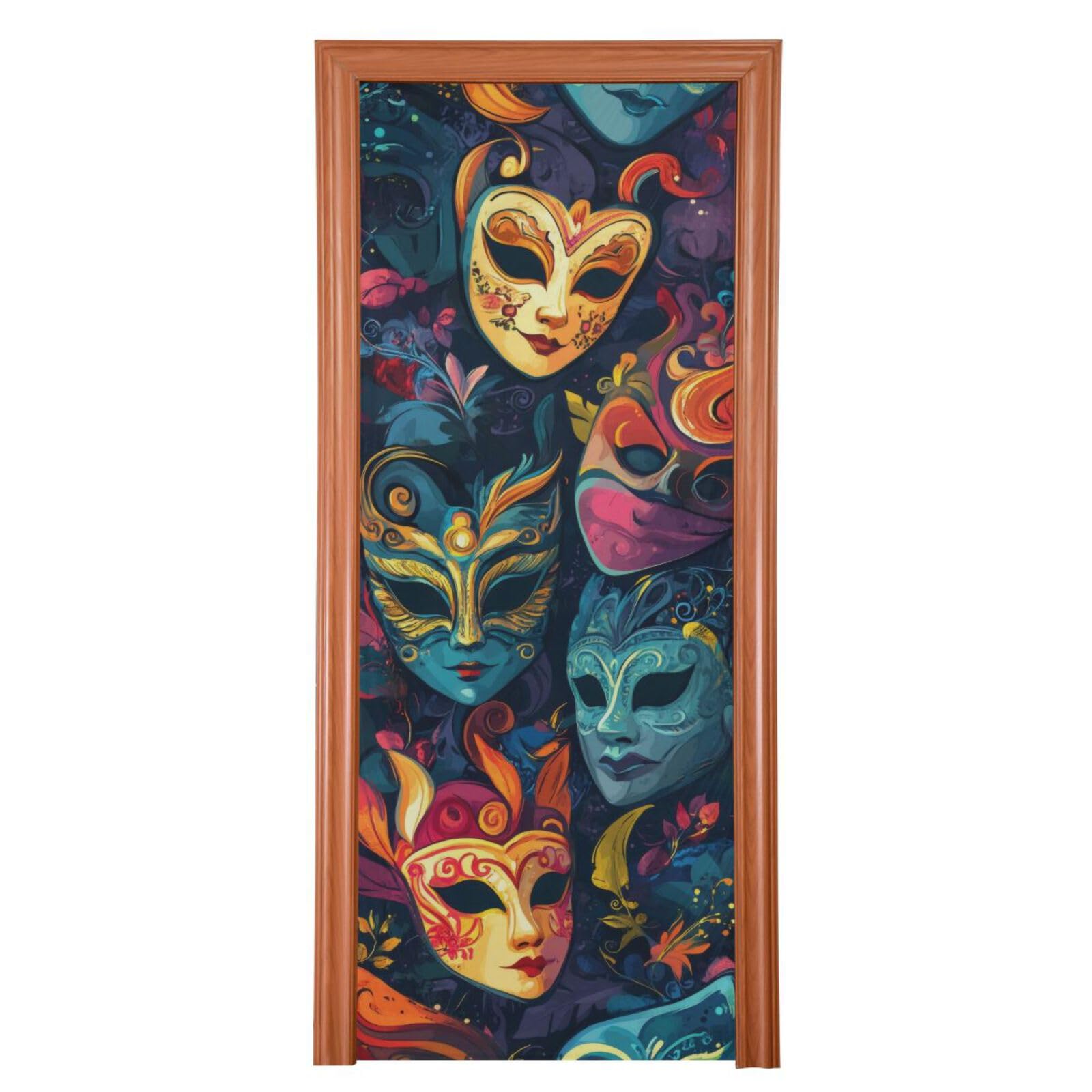 FLildon Mardi Gras Carnival Masks Door Cover Decoration, Party Accessory Porch Decor for Festive Ornament Room Door Covers 36 x 98 Inch