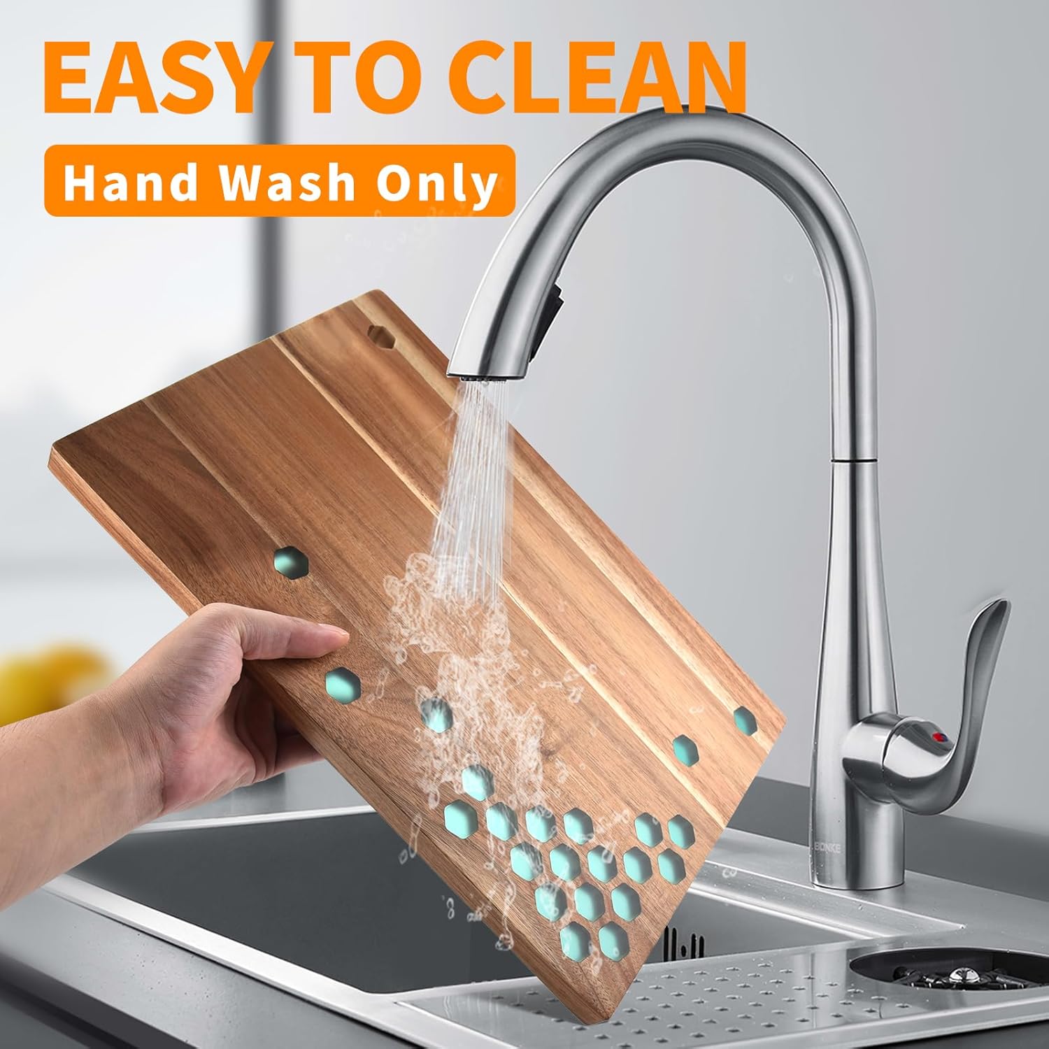 Guowall Wooden Cutting Board Epoxy Resin Design Charcuterie Platter Cheese Board Wood Tray for Kitchen, Home Decor, Food Display - 1 pc/set