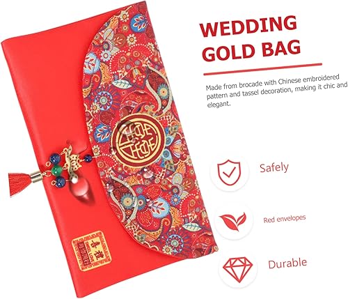 Miniatura 5 de Abaodam 4pcs Gift Bag Chinese Hong Bao Silk Red Envelopes Money Wraps Sobres Para Red Money Bags Cash Pockets Decorative Envelopes Chinese Wedding