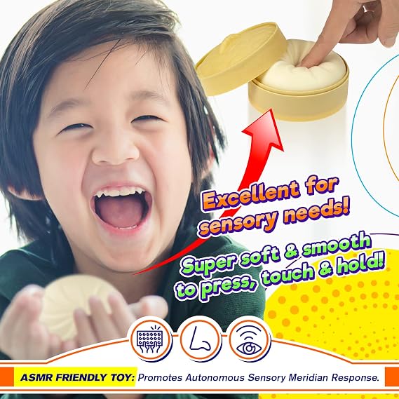 JA-RU Takumo Squishy Dumpling Stress Ball (2 Pack) Fidget Dough Ball for Kids, Food Themed Squishies | Stress Relief Toy, Party Favors, Classroom Prizes & Goodie Bag Stuffers. 4559-2s