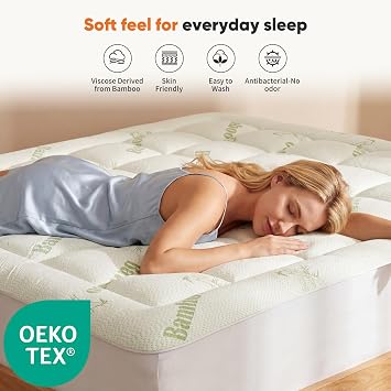 OLIXIS Twin Bamboo Viscose Mattress Topper, Cooling Breathable Bed Pad