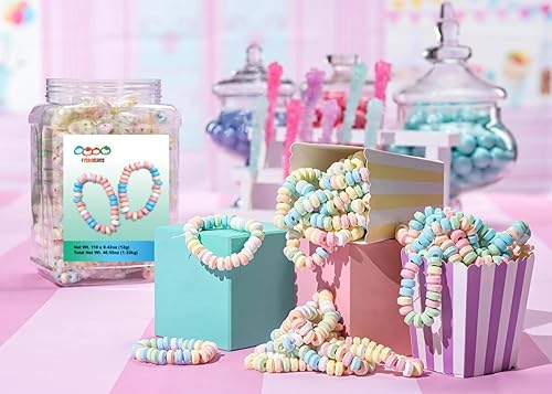 Miniatura 6 de Cartwheel Confections - 110 pulseras de caramelo envueltas individualmente a granel, pulsera de joyería de caramelo, caramelo pastel para bufé de