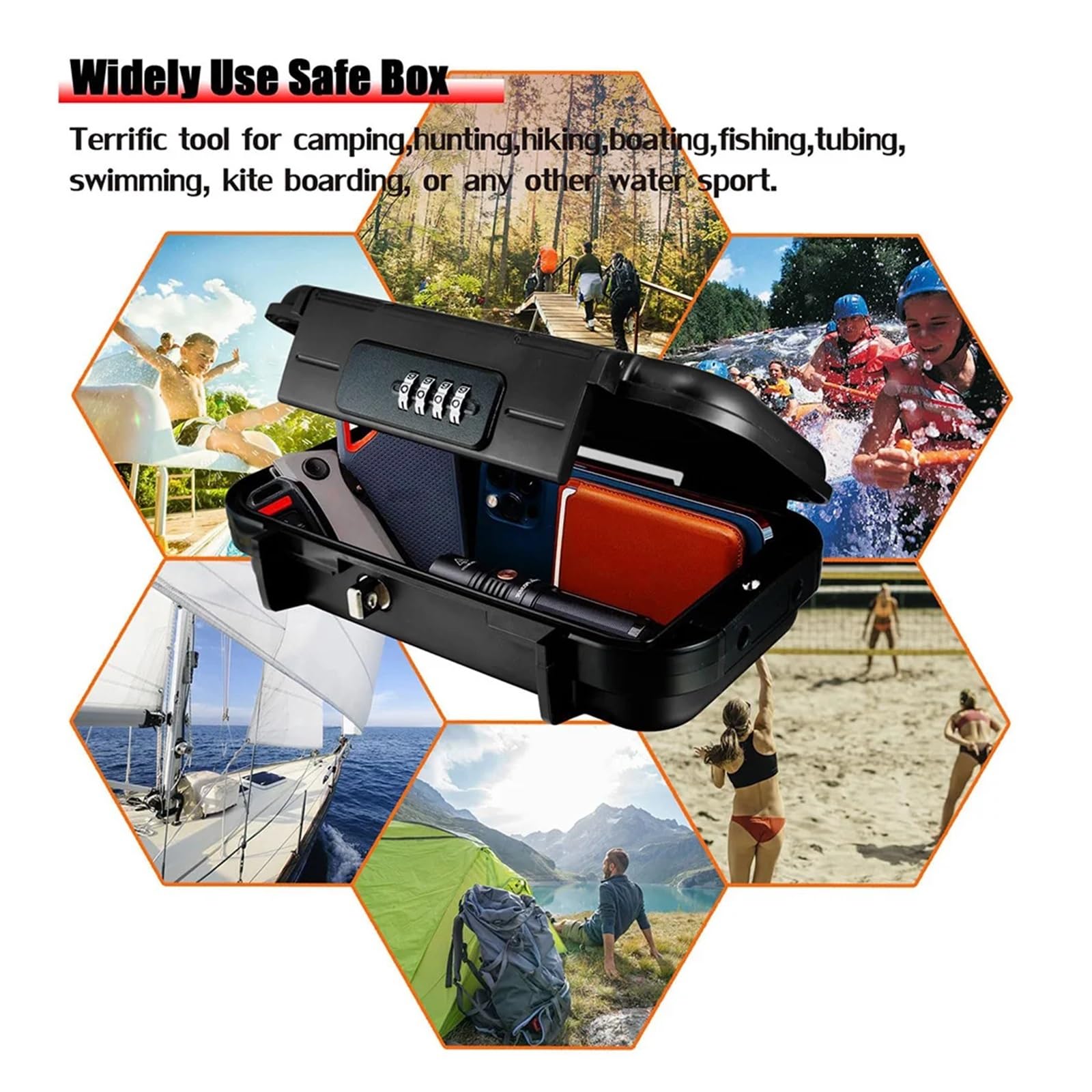 Securi Caja Fuerte - Cassaforte portatile da viaggio, impermeabile, con serratura a chiave e maniglia rimovibile, ideale per oggetti di valore e documenti (trasparente)