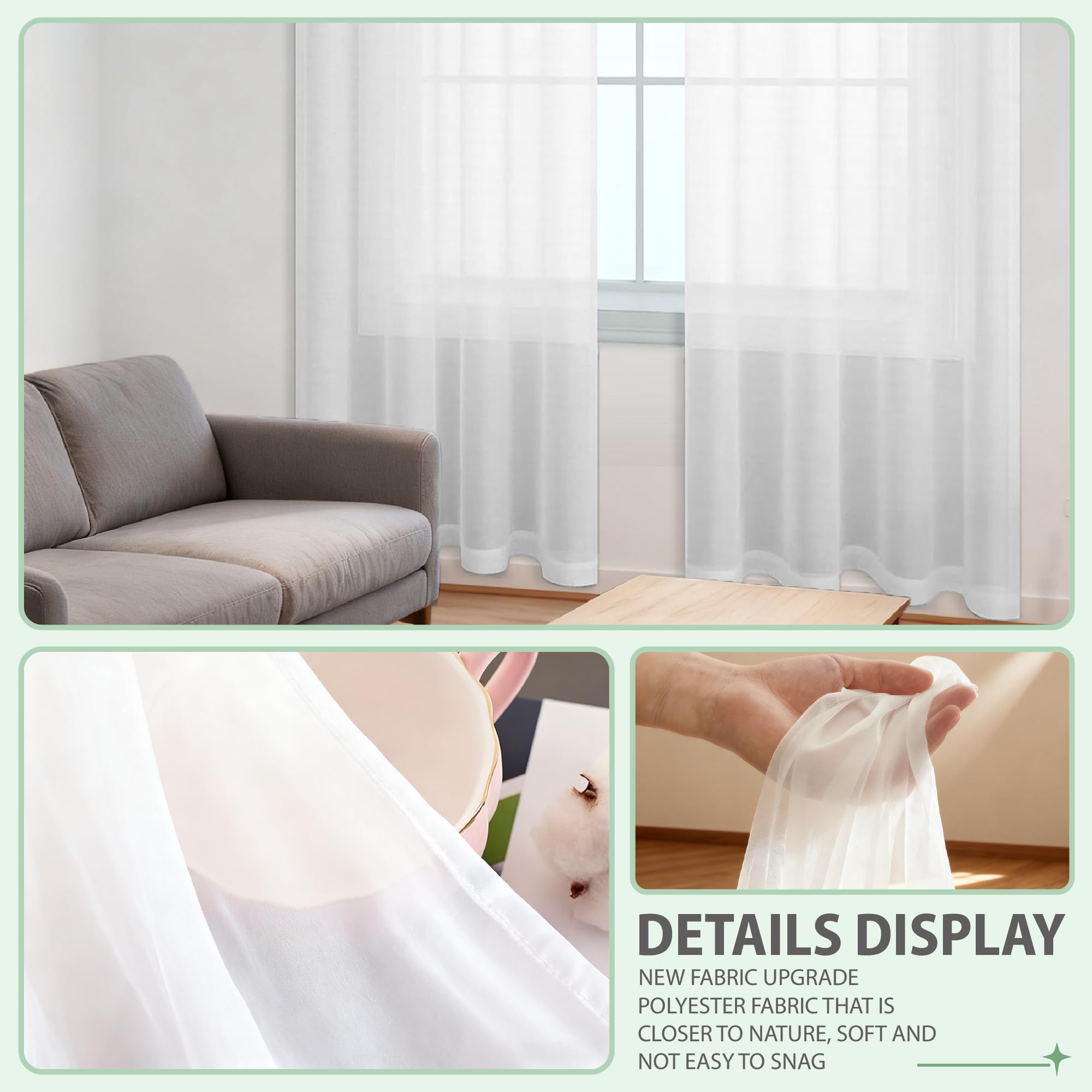 Firana Gotowa Woalowa 620 x 95 cm Na Przelotkach Firana Gotowa Woalowa Prosta Elegancka Klasyczna, Do Sypialni Salonu Kuchni Pokoju Dziennego, Biały