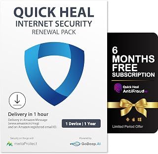 Quick Heal Internet Security Renewal | Windows PC/Laptop | 1 User, 1 Year | Existing 1 User Internet Security Subscription... Price In India