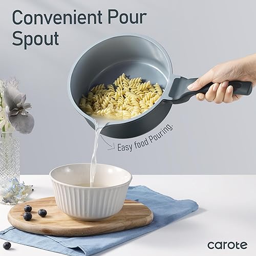 Miniatura 7 de CAROTE Juego de 14 piezas de utensilios de cocina de cerámica, juego de ollas y sartenes antiadherentes con revestimiento cerámico, juegos de cocina