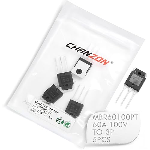 Paquete de 5 unidades Chanzon MBR60100PT Schottky Barrera Rectificadora Diodos 60A 100V TO-3P (TO-247AD) 60 Amp 100 Voltios