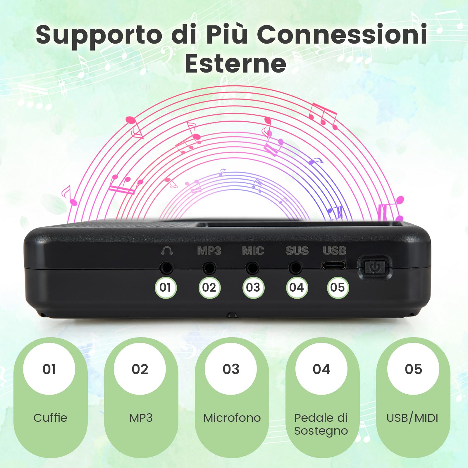 COSTWAY Tastiera Elettronica 88 Tasti, Pianoforte Digitale in 2 Tastiere, Portatile con Borsa per Tastiera Elettronica, Bluetooth/MIDI/USB, per Principianti Bambini Adulti (Nero)