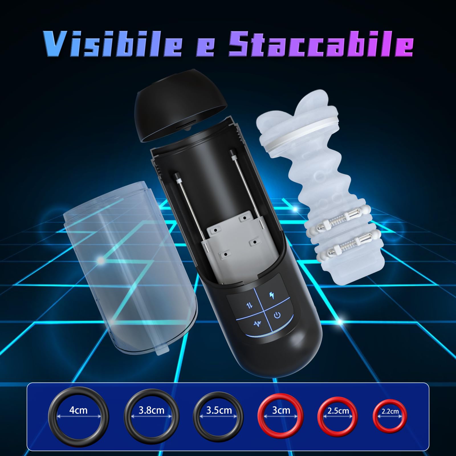 Masturbtore Automatico Sex Toys per Uomini - Masturbatori Maschili Sex Toys Uomo con Perline Massaggianti Regolabili Masturbatori Masturazione Realistico Uomo con Modalità di Spinta e Vibrazione 10x7