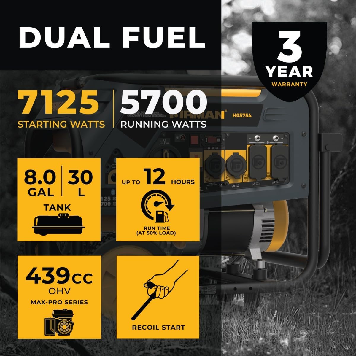 71d5lPfe0gL._AC_SL1200_ FIRMAN H05754 Dual Fuel Portable Generator