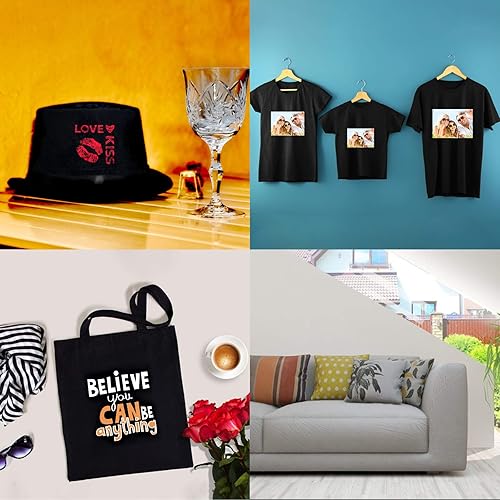 Miniatura 2 de 30 hojas de papel de transferencia de calor para tela negra y oscura, papel de transferencia termoadhesivo de 8.3 x 11.7 pulgadas para camiseta para