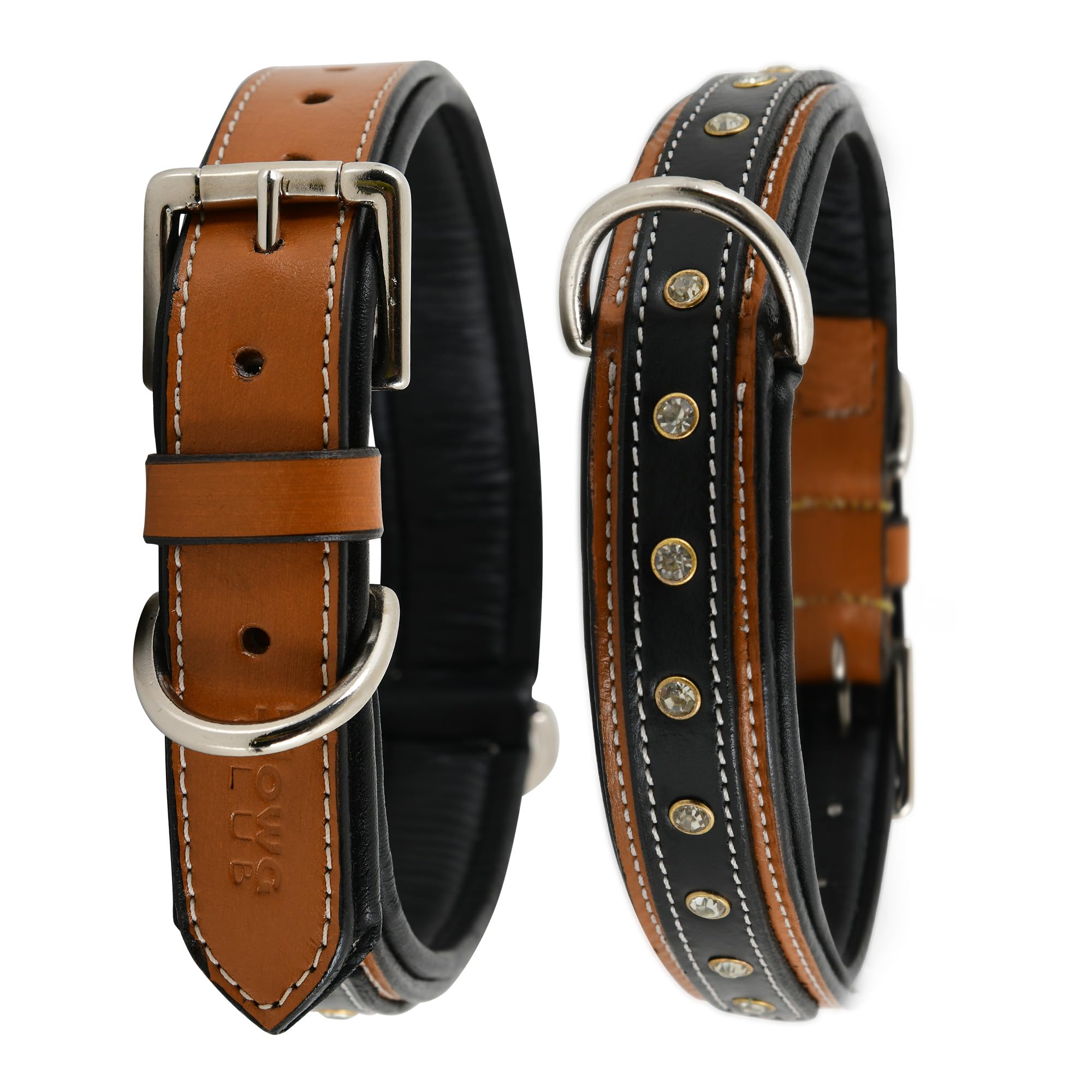 Collier pour chien en cuir robuste marron réglable avec deux anneaux en D pour petit chien