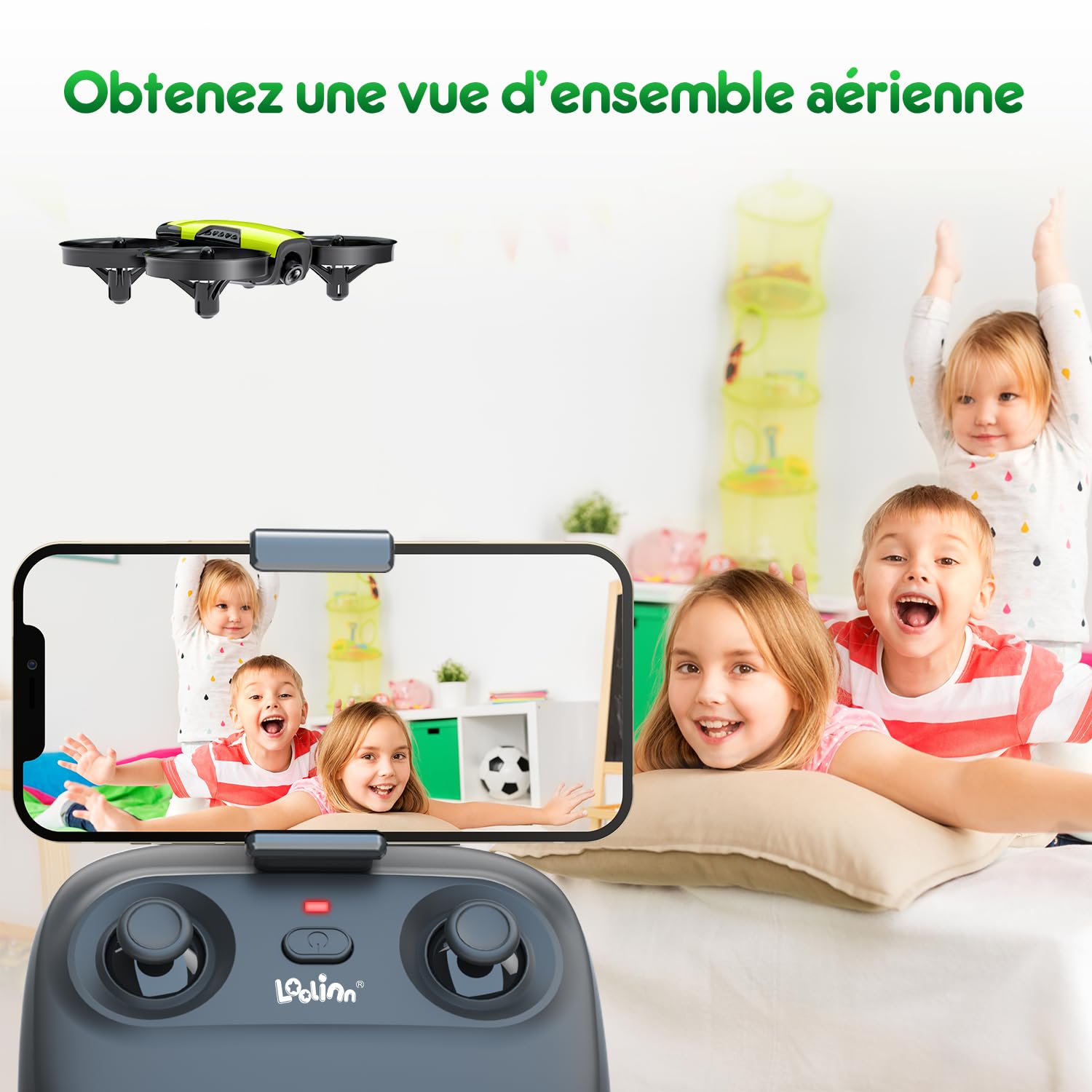 Loolinn | Drone avec Caméra comme Cadeau pour Enfants(8+), Mini Drone Télécommandé avec Vidéo et Photos, Vol Sécurisé, 21 Minutes de Temps de Vol, Trois Piles, Certification C0 (Cadeau pour enfant)