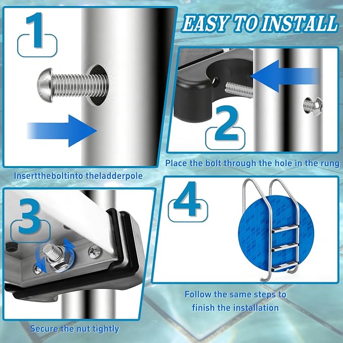 3 Escalones de Repuesto para Escalera de Piscina de Acero Inoxidable 20 pulgadas miniatura 5