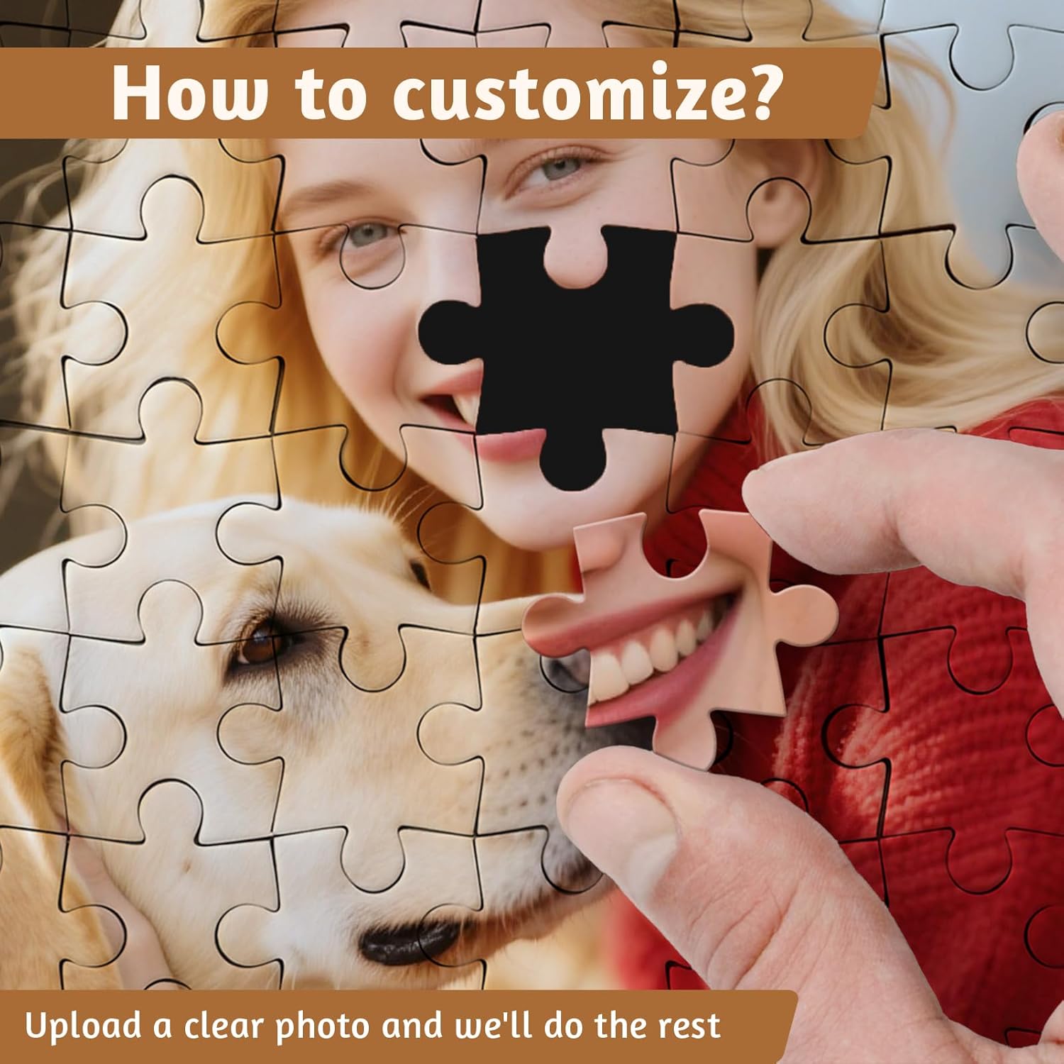 Bemaystar Custom Puzzles from Photos - Personalized Puzzle, Custom Picture Wooden Jigsaw Puzzles for Adults 35/120/200/300/500/1000 Pieces, Customized Gifts for Family Couple, Pet Lover,Xmas Gifts