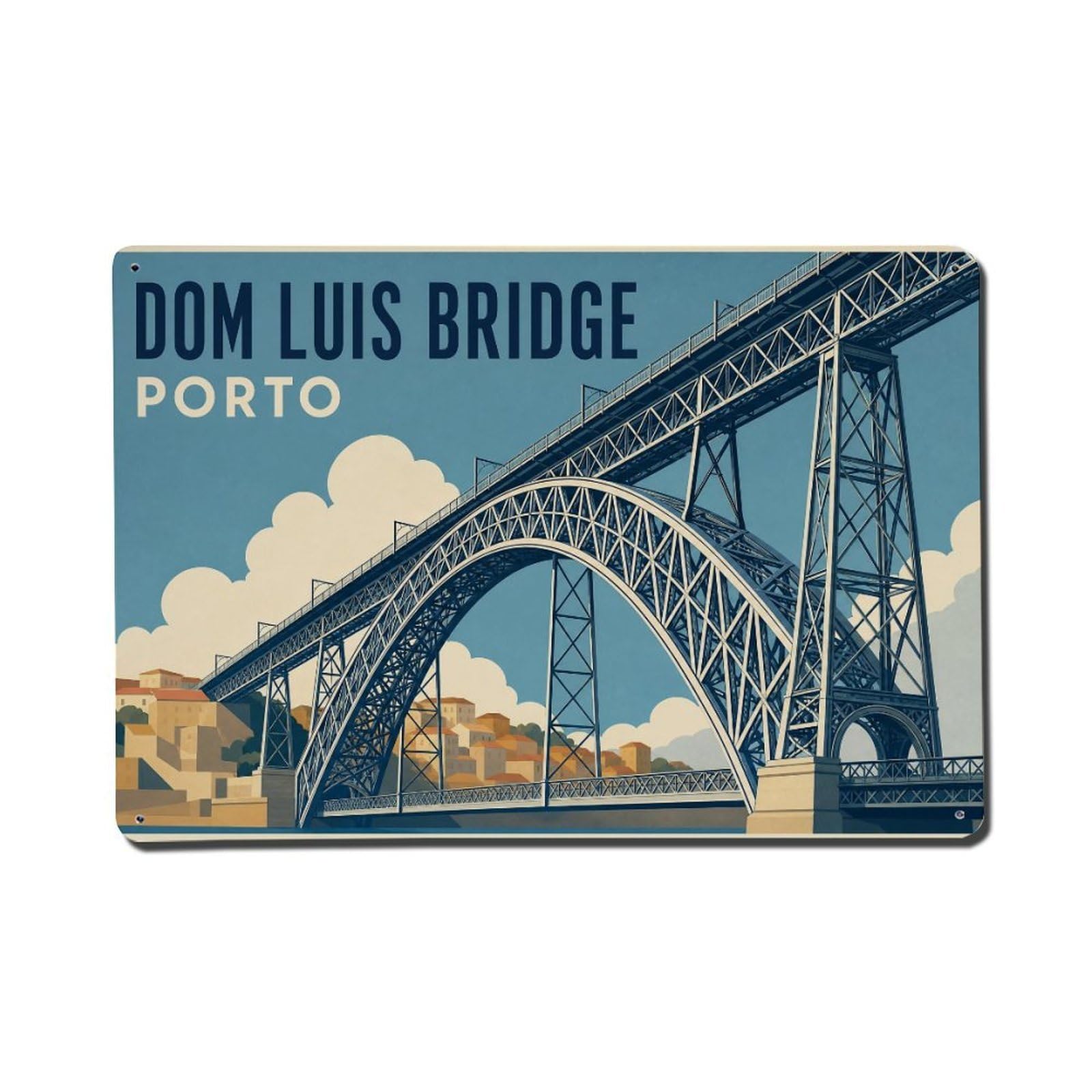 Huiyhb 8X12inch(20X30cm) Vintage Travel Dom Luis Bridge Engineering Marvel Portugal Metal Tin Sign