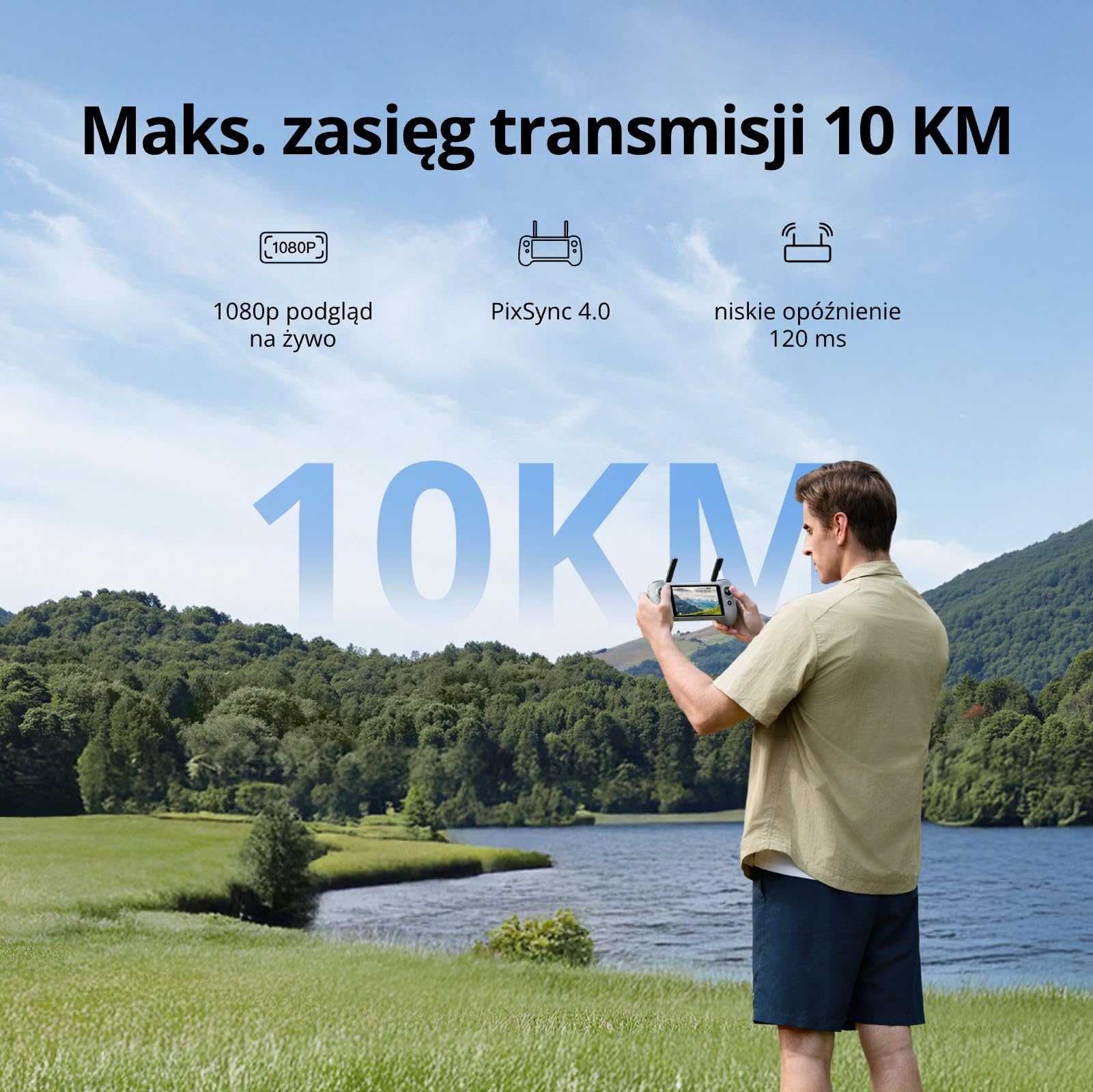 Potensic PTD 1 kontroler z ekranem Full-HD 5,5" 1080P, transmisja 10 km, akumulator 6400 mAh, pamięć 32 GB, kompatybilny z dronem ATOM 2