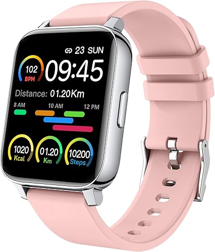 MuGo Reloj inteligente para hombres y mujeres, rastreador de fitness de 1.69 pulgadas, reloj inteligente con monitor de frecuencia cardíacasueño,