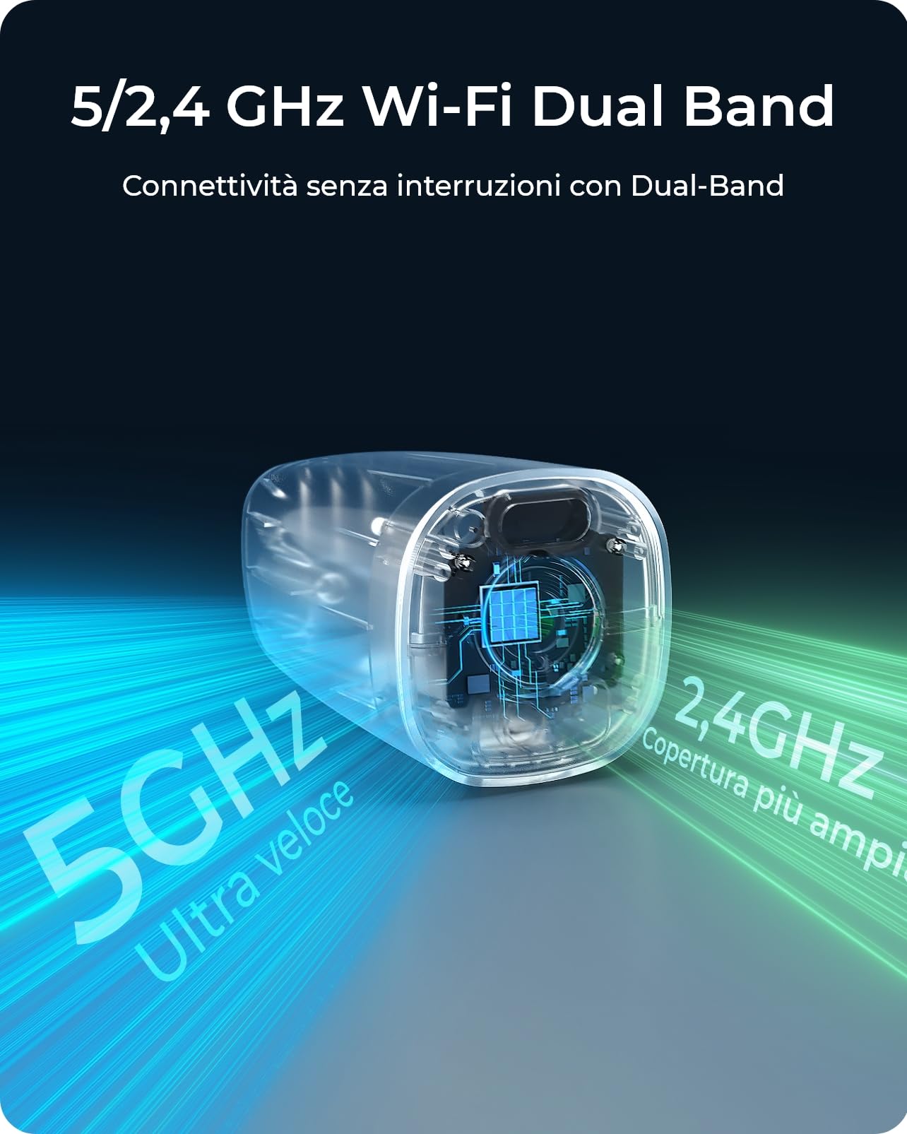 Reolink 4K Telecamera WiFi Esterno Senza Fili, 8MP Telecamera Batteria/Solare con Visione Notturna a Colori, Rilevamento Smart, Allarme, Impermeabile, microSD/Cloud, Argus Eco Ultra+Pannello Solare