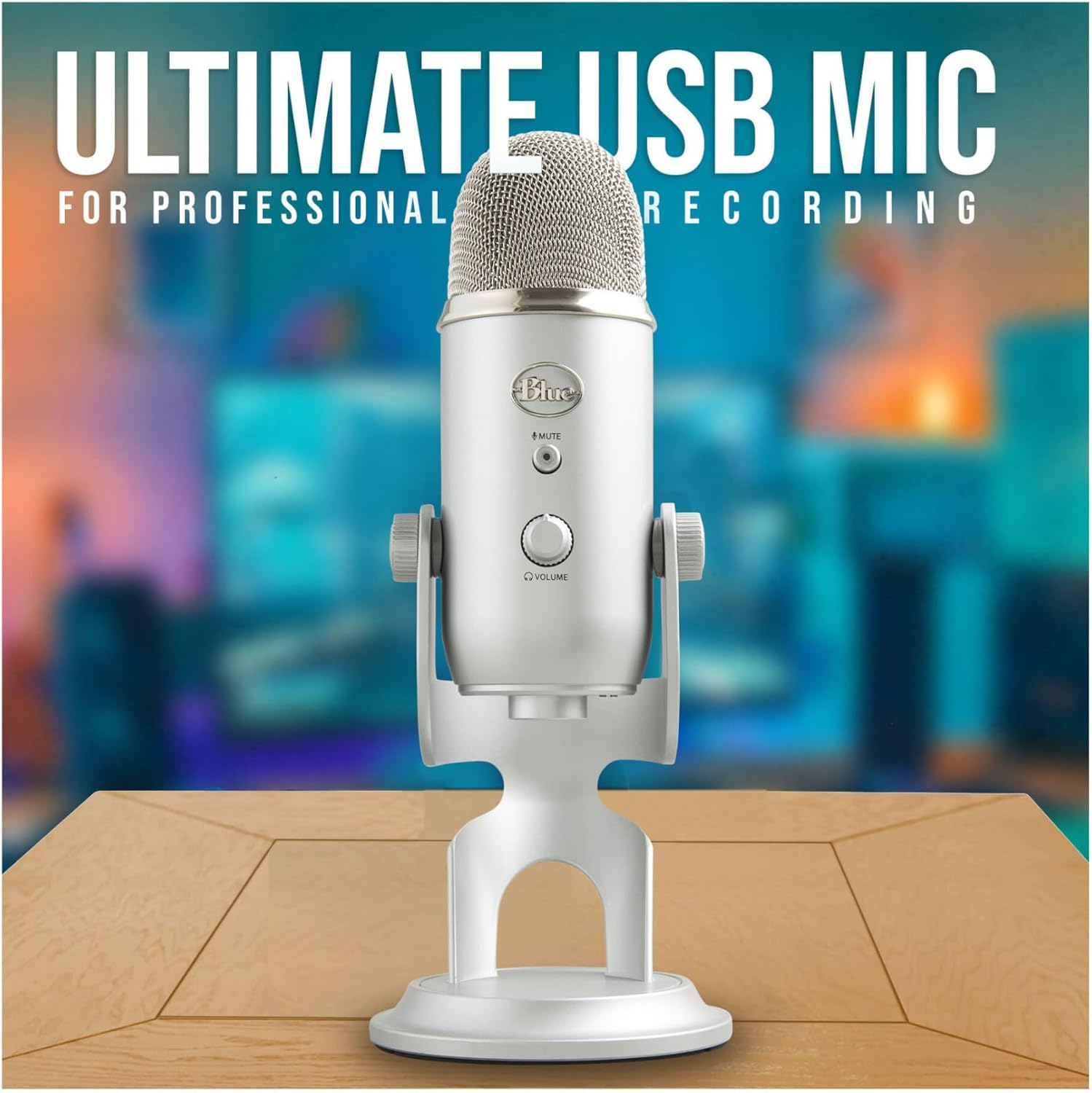 Blue Microphones Yeti USB Microphone (Silver) Bundle with Studio Pop Filter and 4-Port USB 3.0 Hub Bundle- Blue Yeti Mic is Ideal for Recording, Computer Gaming, Streaming, and Podcasts (3 Items)