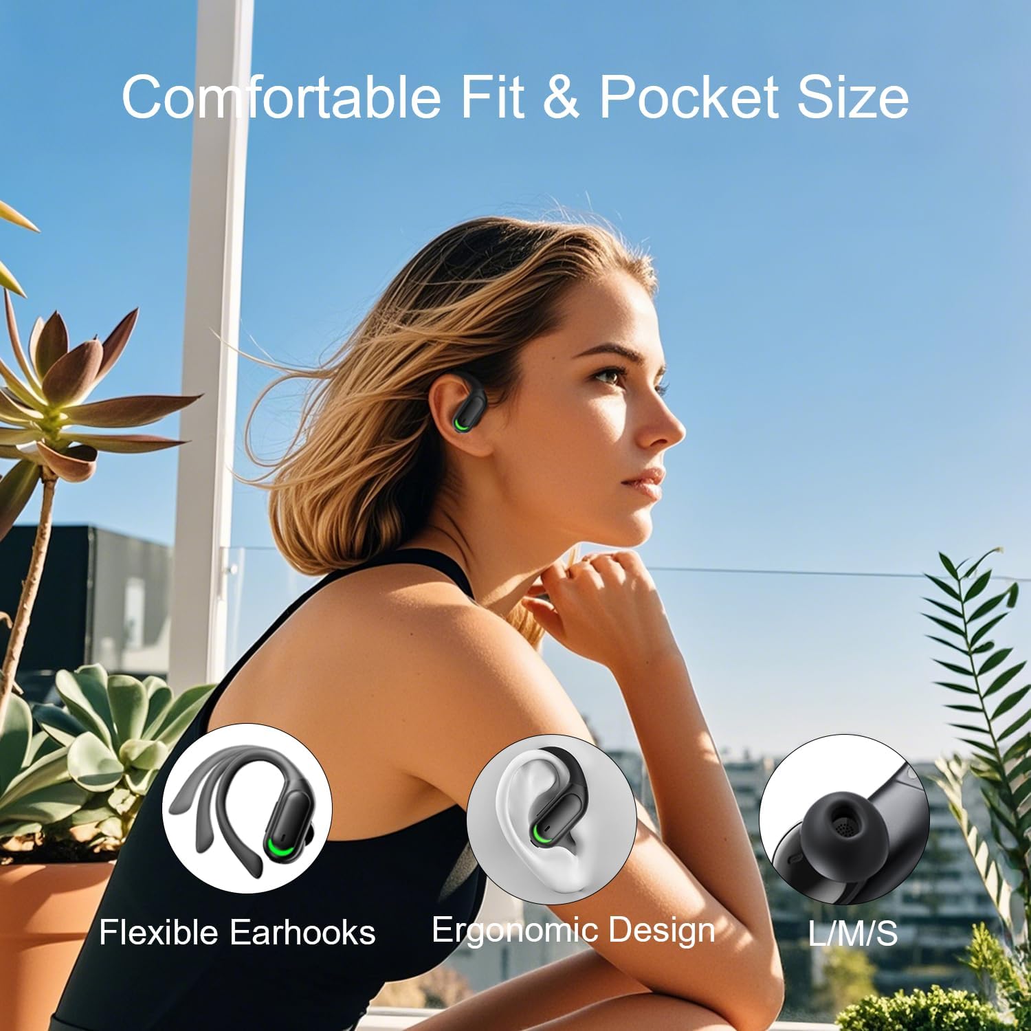 Wireless Earbuds Bluetooth 5.4 Headphones, 96hrs Playtime, Wireless Charging Case LED Display, Over Ear Headphones, ENC Noise Cancelling, Hi-Fi Sound, IP7 Waterproof, for Sports Workouts (Deep Black) - Image 5