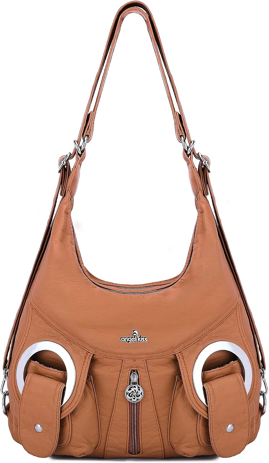 Angel Kiss Purse Women Hobo Handbag Fashion Roomy Crossbody Shoulder Bag Ladies Top Handle Handbag Washed PU Leather